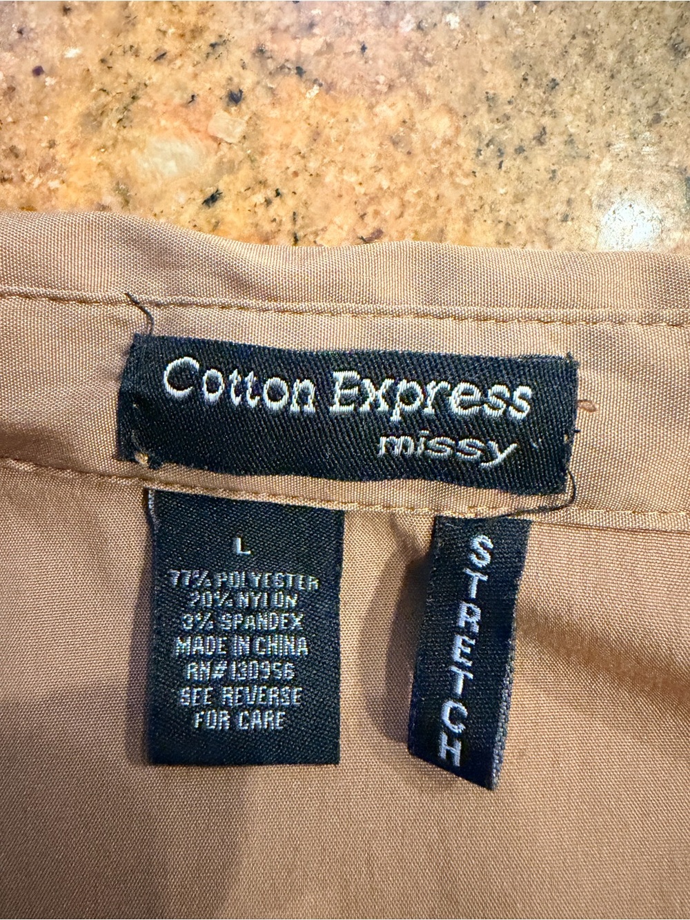 Cotton Express Tan Button-Down Blouse - Picture 4 of 4